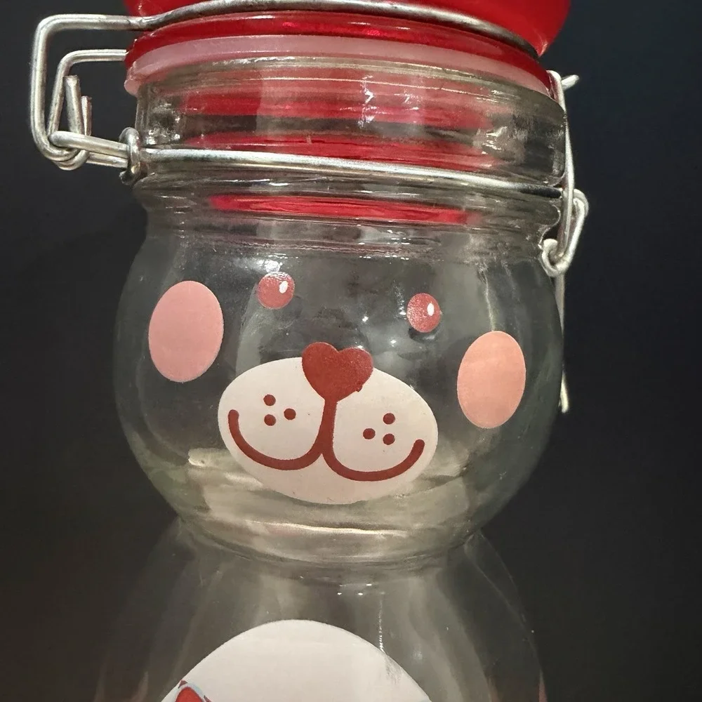 Vintage Bear Glass Bottle Flip Top‎ Lid Jar Retro Animal Kitchen Decor